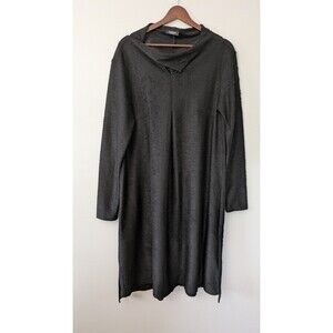 Nor Denmark Cowl Neck Dress Textured Designer Black Artsy Long Sleeve Midi US M